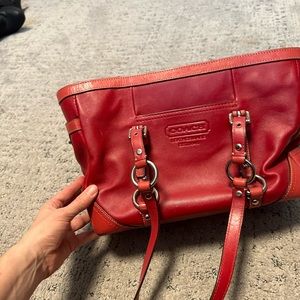 Coach red leather bag